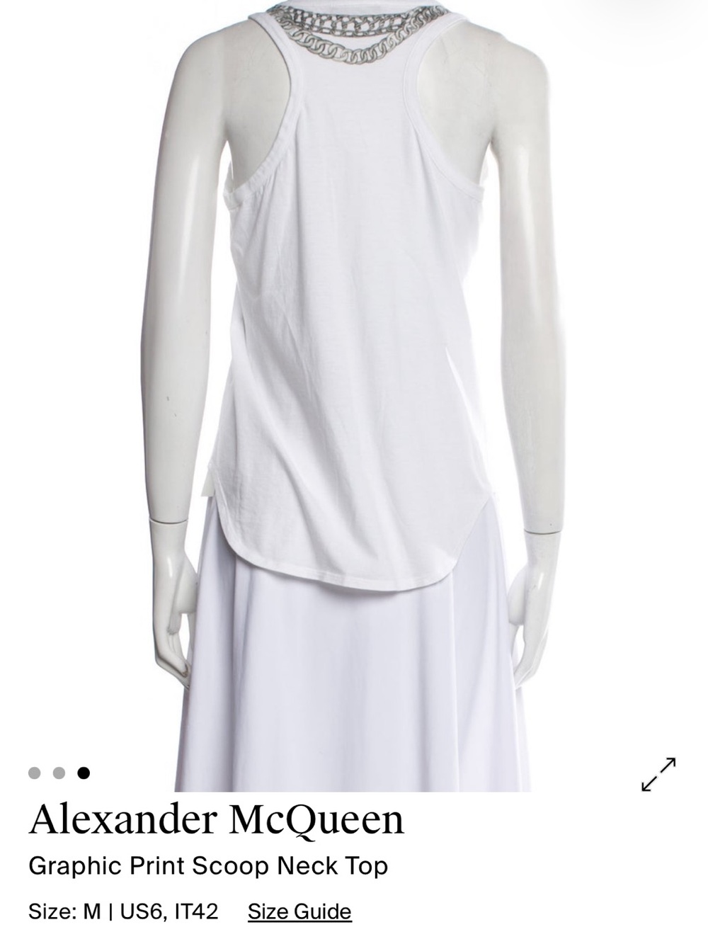 Alexander McQueen White Tank Top with Silver Skull Chain Graphic - Picture 3 of 9